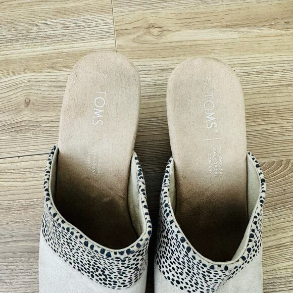 TOMS Monica Cork Wedge Beige And Black Polka Dot Women’s Size 7 - Picture 10 of 11